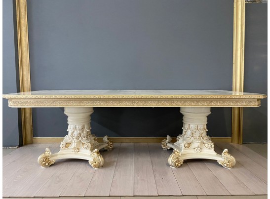 Стол прямоугольный раскладной Версаль (слоновая кость, патина золото)