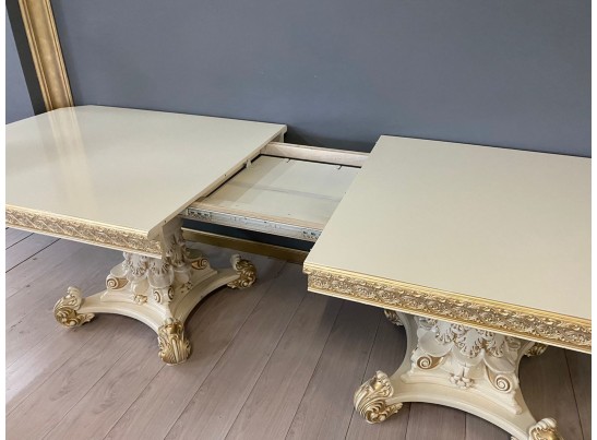 Стол прямоугольный раскладной Версаль (слоновая кость, патина золото)