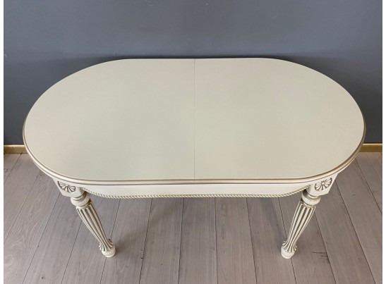 Стол овальный раскладной Азалия (слоновая кость, патина шампань)