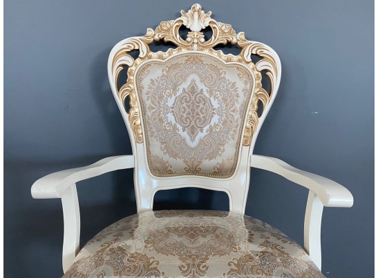 Стул с подлокотниками Роза (слоновая кость, патина золото)