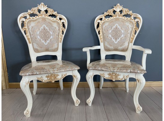 Стул с подлокотниками Роза (слоновая кость, патина золото)