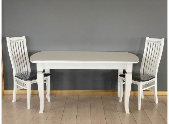 Стол полуовальный раскладной Цезарь (белый, серебро)