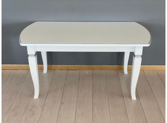 Стол полуовальный раскладной Цезарь (белый, серебро)