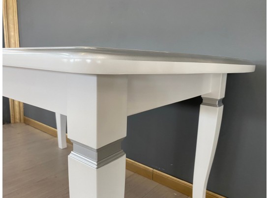 Стол полуовальный раскладной Цезарь (белый, серебро)