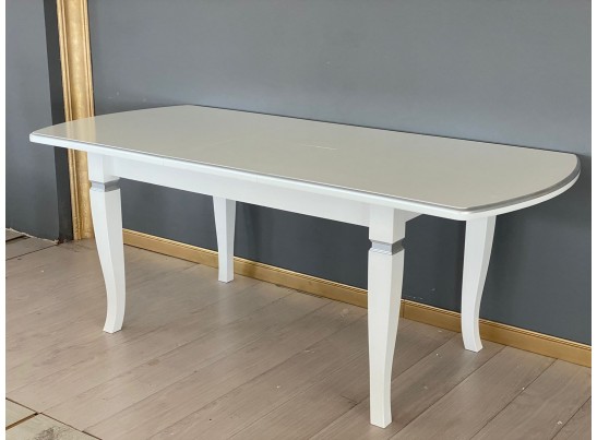 Стол полуовальный раскладной Цезарь (белый, серебро)