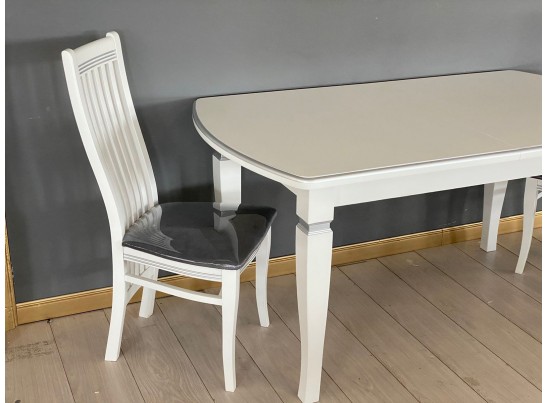 Стол полуовальный раскладной Цезарь (белый, серебро)