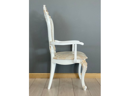 Стул Розалия с подлокотниками (белый, патина золото)