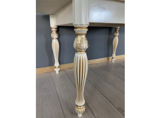 Стол овальный раскладной Венеция (слоновая кость, патина золото)