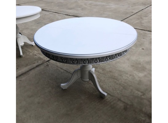 Стол круглый раскладной Верона с молдингом (белый)