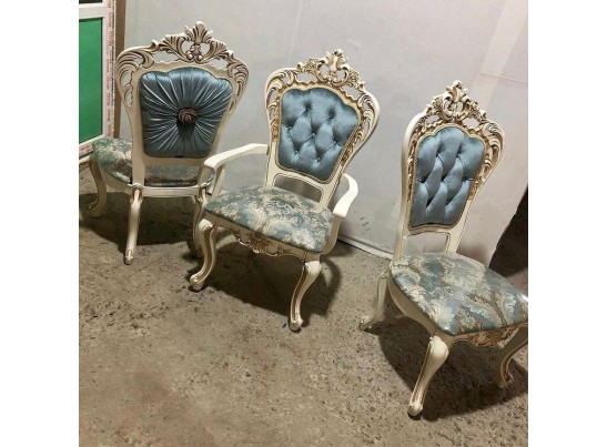 Стул Роза с каретной стяжкой (белый, патина серебро)