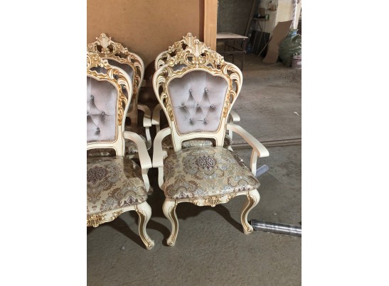 Стул Роза с каретной стяжкой (белый, патина серебро)