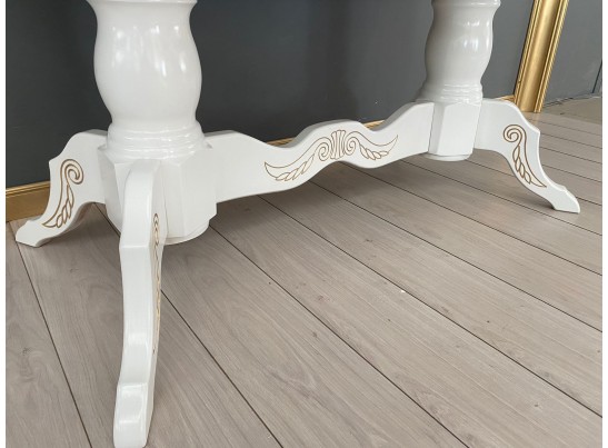 Стол овальный раскладной Милан (белый, патина, золото)