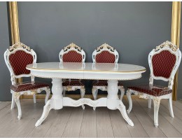 Обеденная группа Стол Милан и стулья Розалия (белый, патина золото)