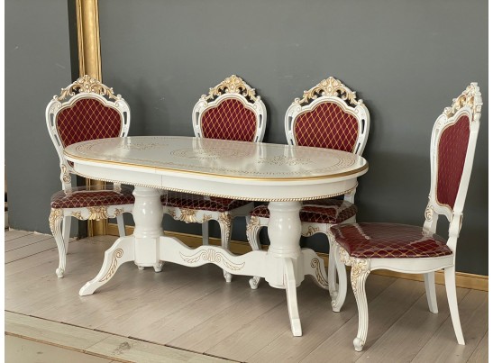 Обеденная группа Стол Милан и стулья Розалия (белый, патина золото) в Набережных Челнах