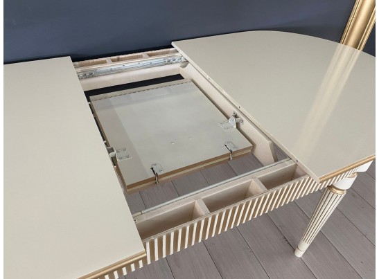 Стол овальный раскладной Азалия 2 (слоновая кость, патина золото)