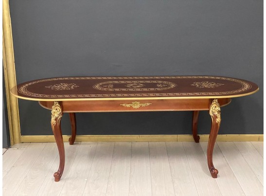 Стол овальный раскладной Милан на 4х ножках (орех, патина золото)