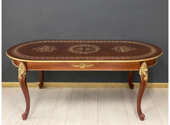 Стол овальный раскладной Милан на 4х ножках (орех, патина золото)