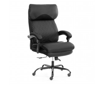 Кресло Чиф Металбл/Chief Metalbl кож/зам/ткань, черный/черный стеганный/черный, 36-6/36-6/TW-11