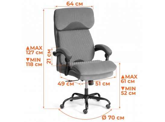 Кресло Чиф Металбл/Chief Metalbl кож/зам/ткань, черный/черный стеганный/черный, 36-6/36-6/TW-11