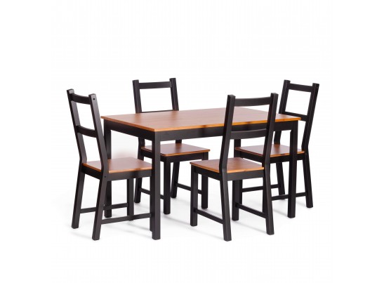Комплект обеденный Соната/Sonata (стол+4стула) массив сосны, стол: 120х75х75см стул :41х50х95см, антик/чёрный