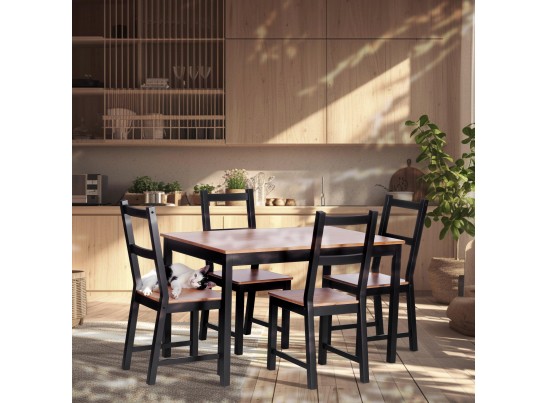 Комплект обеденный Соната/Sonata (стол+4стула) массив сосны, стол: 120х75х75см стул :41х50х95см, антик/чёрный