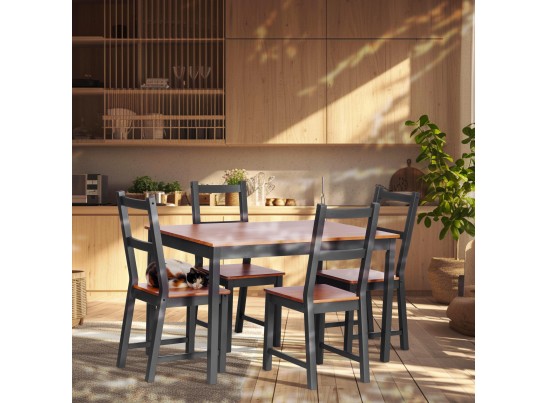 Комплект обеденный Соната/Sonata (стол+4стула) массив сосны, стол:120х75х75см стул:41х50х95см, антик /графит