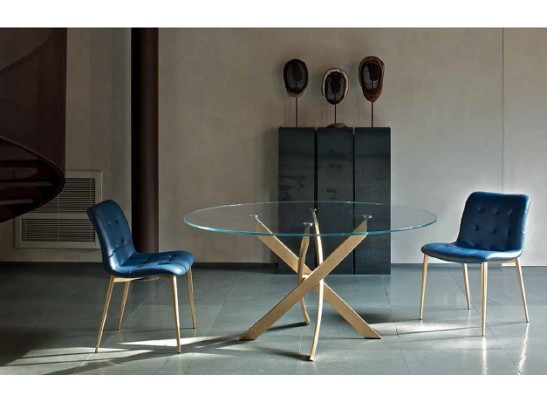 Стол BARONE (01.92) G093 хром/С150 э-бел. гл. стекло, L021алюм.вставка в Набережных Челнах