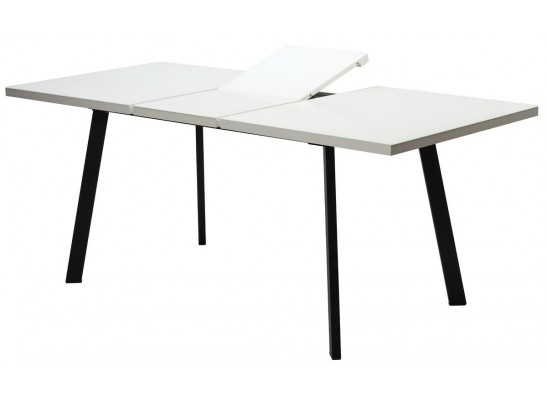 Стол ФИН 120 Белый, стекло/ Черный каркас в Набережных Челнах