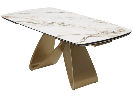 Стол PALACIO 180 KL-188 Контрастный мрамор матовый, итальянская керамика/ Шампань, ®DISAUR в Набережных Челнах