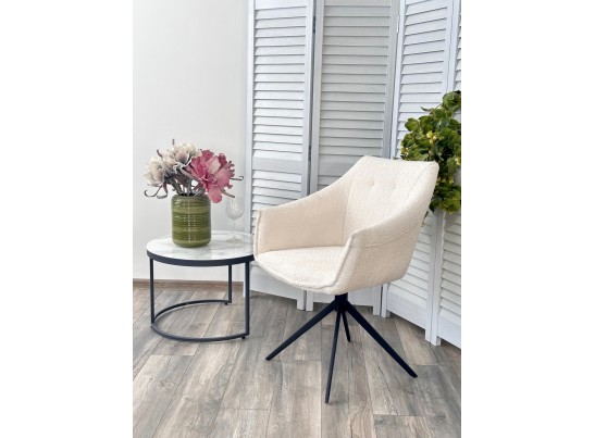 Стул CLOUDS 360 град. поворот. Белый Wales 101, букле/ черный каркас / Товарный знак DISAUR в Набережных Челнах