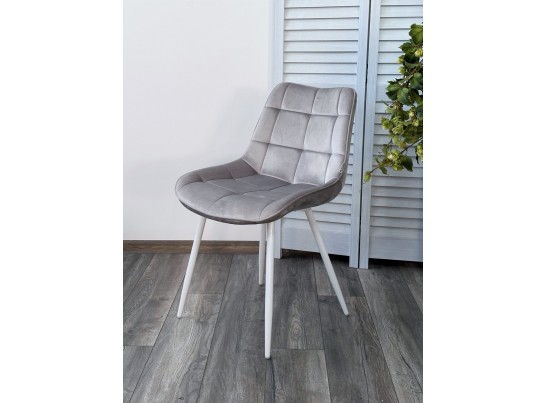 Стул MIAMI G062-37 светло-серый, велюр/ белый каркас в Набережных Челнах