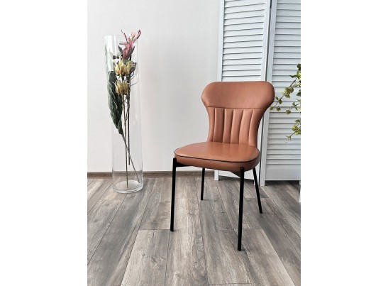 Стул CORDA MA-4/MA-7 коньяк/темно-серый кант, PU / черный каркас в Набережных Челнах