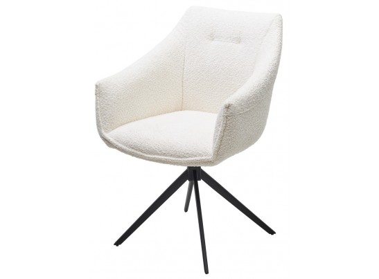 Стул CLOUDS 360 град. поворот. Белый Wales 101, букле/ черный каркас / Товарный знак DISAUR в Набережных Челнах
