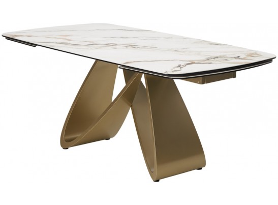 Стол PALACIO 180 KL-188 Контрастный мрамор матовый, итальянская керамика/ Шампань, ®DISAUR в Набережных Челнах