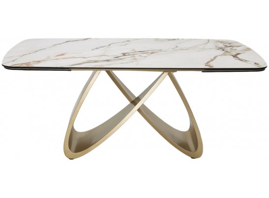 Стол PALACIO 180 KL-188 Контрастный мрамор матовый, итальянская керамика/ Шампань, ®DISAUR в Набережных Челнах