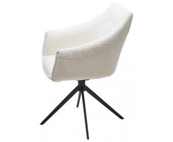 Стул CLOUDS 360 град. поворот. Белый Wales 101, букле/ черный каркас / Товарный знак DISAUR