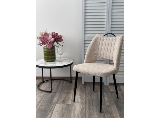 Стул JANETY UF998-04 бежевый, букле / черный каркас/ Товарный знак DISAUR в Набережных Челнах