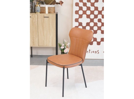 Стул CORDA MA-4/MA-7 коньяк/темно-серый кант, PU / черный каркас в Набережных Челнах