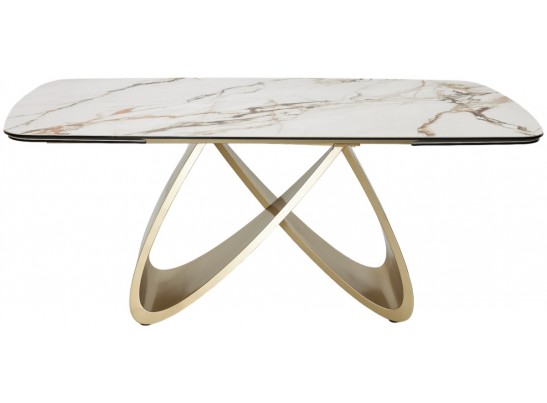 Стол PALACIO 180 KL-188 Контрастный мрамор матовый, итальянская керамика/ Шампань, ®DISAUR в Набережных Челнах