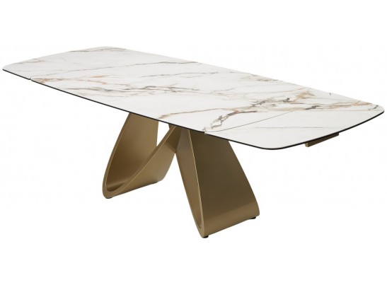 Стол PALACIO 180 KL-188 Контрастный мрамор матовый, итальянская керамика/ Шампань, ®DISAUR в Набережных Челнах