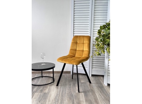 Стул CHILLI SQUARE BLUVEL-68 желтый, велюр / черный каркас в Набережных Челнах