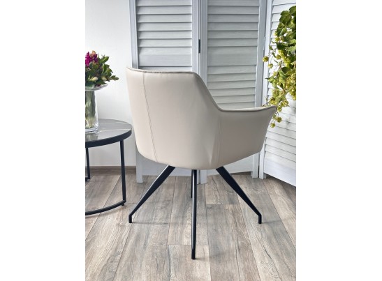 Стул PISTIL поворотный 180 град., ткань DAVIS CITY-03 светло-беж / PU-03 светло-беж/ черный, ®DISAUR в Набережных Челнах