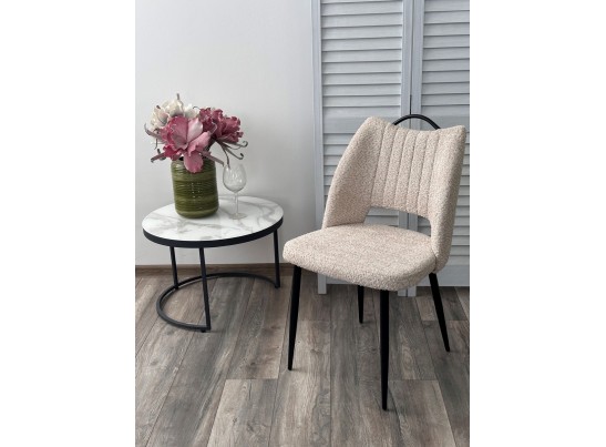 Стул JANETY UF998-04 бежевый, букле / черный каркас/ Товарный знак DISAUR в Набережных Челнах