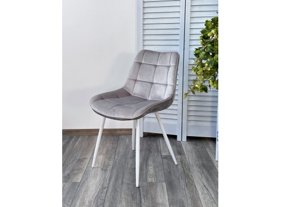 Стул MIAMI G062-37 светло-серый, велюр/ белый каркас в Набережных Челнах