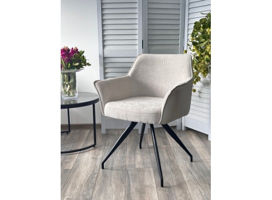 Стул PISTIL поворотный 180 град., ткань DAVIS CITY-03 светло-беж / PU-03 светло-беж/ черный, ®DISAUR в Набережных Челнах