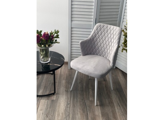 Стул HERMAN СВЕТЛО-СЕРЫЙ BM-4, велюр / белый каркас в Набережных Челнах