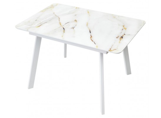 Стол АРУБА 140 нераздвижной АУРУМ, стекло/ БЕЛЫЙ каркас в Набережных Челнах