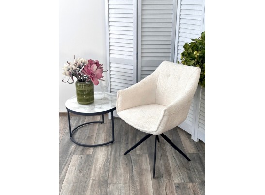 Стул CLOUDS 360 град. поворот. Белый Wales 101, букле/ черный каркас / Товарный знак DISAUR в Набережных Челнах