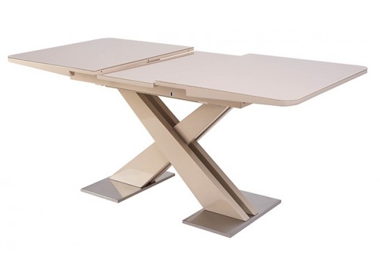 Стол CONTI 140 BEIGE GLASS бежевый глянец в Набережных Челнах