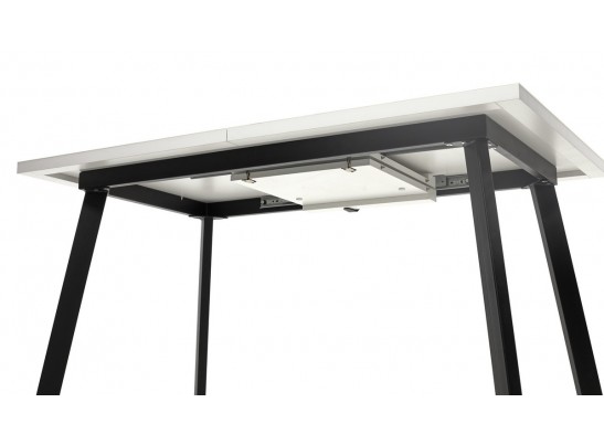 Стол ФИН 120 Белый, стекло/ Черный каркас в Набережных Челнах